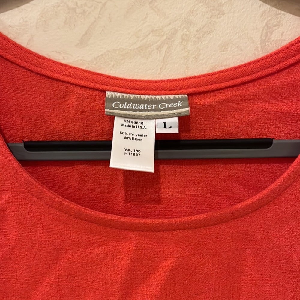 Coldwater Creek Red Orange Linen Texture Tank Top Size L - Picture 2 of 5